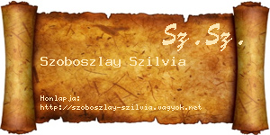 Szoboszlay Szilvia névjegykártya